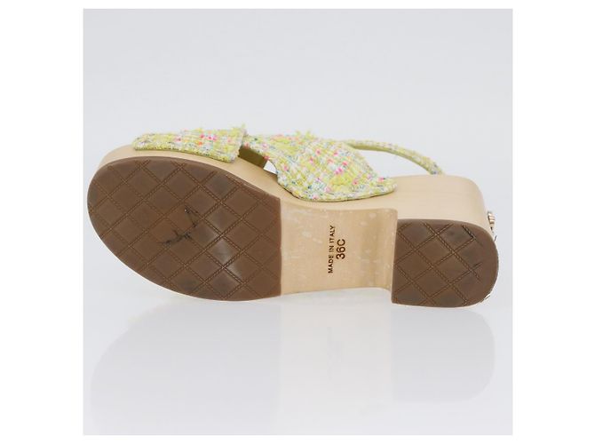 Sandali CHANEL COCO Mark Tweed Giallo CC Auth AMZ178M - vista 7