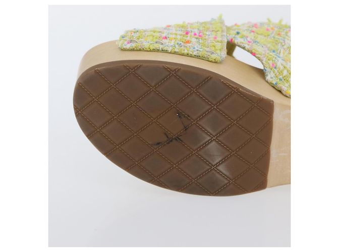 Sandali CHANEL COCO Mark Tweed Giallo CC Auth AMZ178M - vista 8