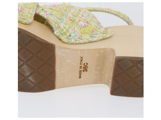 Sandali CHANEL COCO Mark Tweed Giallo CC Auth AMZ178M - vista 9
