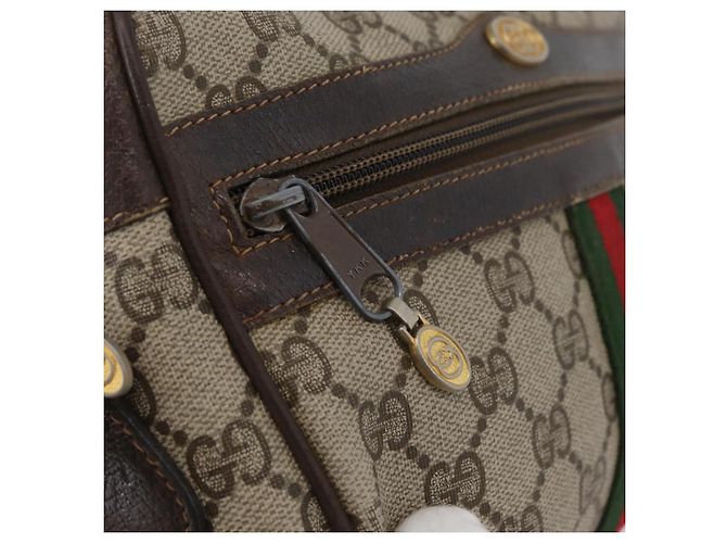 Borsa Sherry Line GG Supreme Web di GUCCI in PVC beige e oro 67 02 004 Auth LNZ594 D'oro - vista 15