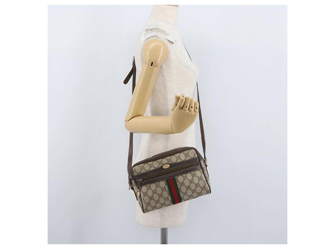 Borsa Sherry Line GG Supreme Web di GUCCI in PVC beige e oro 67 02 004 Auth LNZ594 D'oro - vista 23