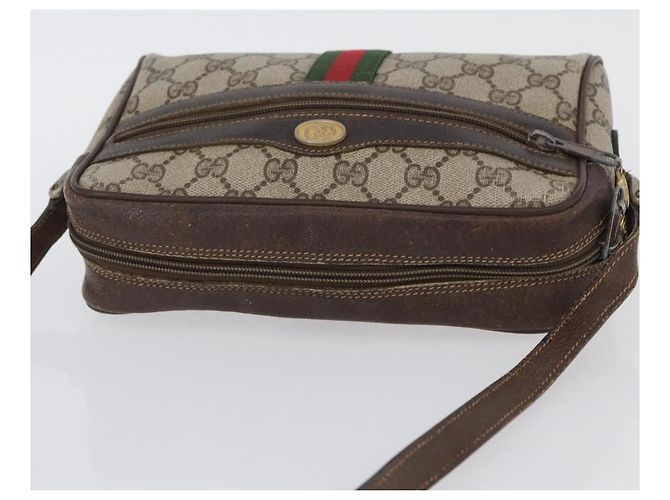 Borsa Sherry Line GG Supreme Web di GUCCI in PVC beige e oro 67 02 004 Auth LNZ594 D'oro - vista 6