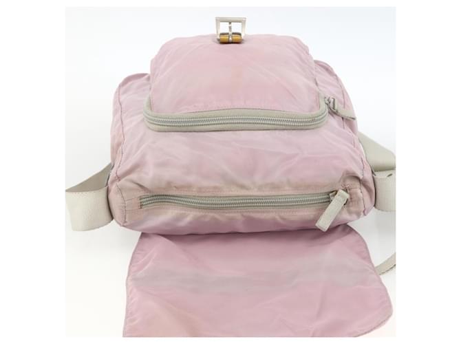 Borsa a Spalla PRADA Nylon Rosa Argento Auth ARZ292 - vista 17