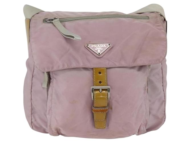 Borsa a Spalla PRADA Nylon Rosa Argento Auth ARZ292 - vista 2