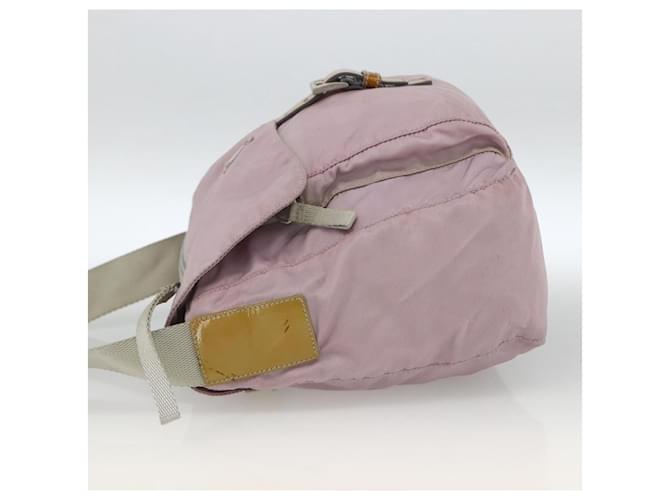 Borsa a Spalla PRADA Nylon Rosa Argento Auth ARZ292 - vista 4