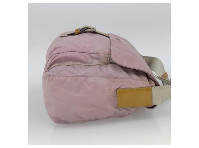 Borsa a Spalla PRADA Nylon Rosa Argento Auth ARZ292 - vista 5