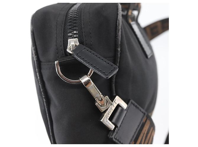 FENDI Handtasche Nylon 2-in-1 Schwarz Silber Authentisch ka3439 - Ansicht 16