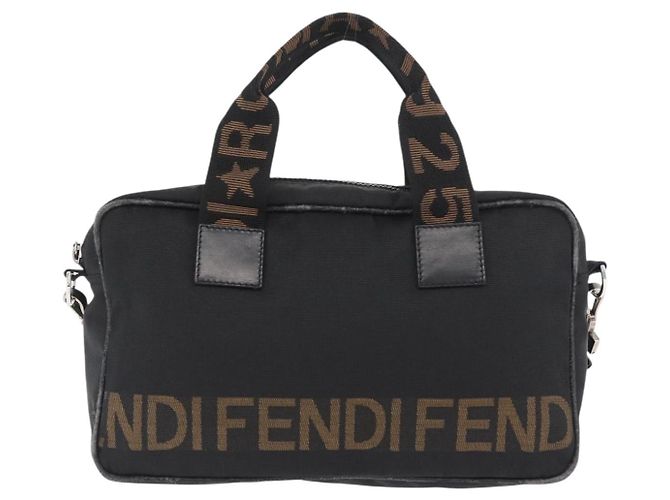FENDI Handtasche Nylon 2-in-1 Schwarz Silber Authentisch ka3439 - Ansicht 2