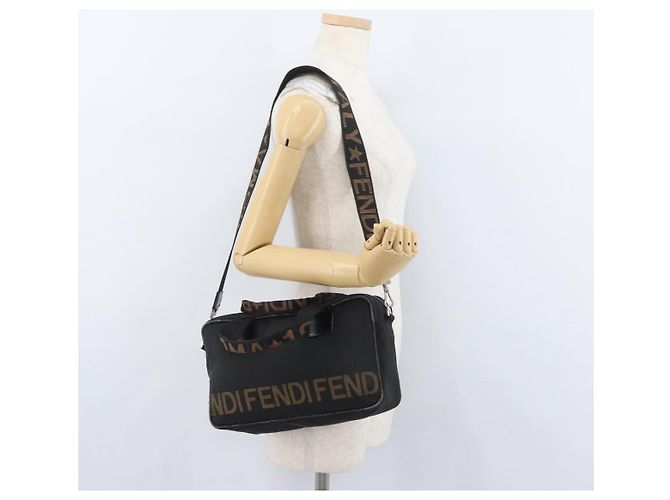 FENDI Handtasche Nylon 2-in-1 Schwarz Silber Authentisch ka3439 - Ansicht 24