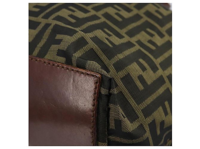Borsa a mano in tela Zucca FENDI nera e marrone Auth bs34150 Nero - vista 12