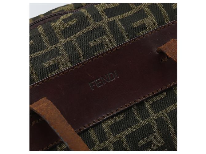 Borsa a mano in tela Zucca FENDI nera e marrone Auth bs34150 Nero - vista 14