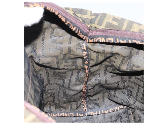Borsa a mano in tela Zucca FENDI nera e marrone Auth bs34150 Nero - vista 19