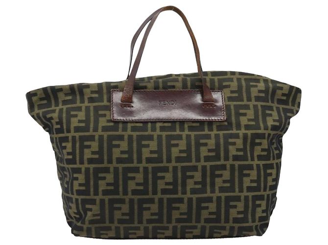 Borsa a mano in tela Zucca FENDI nera e marrone Auth bs34150 Nero - vista 2