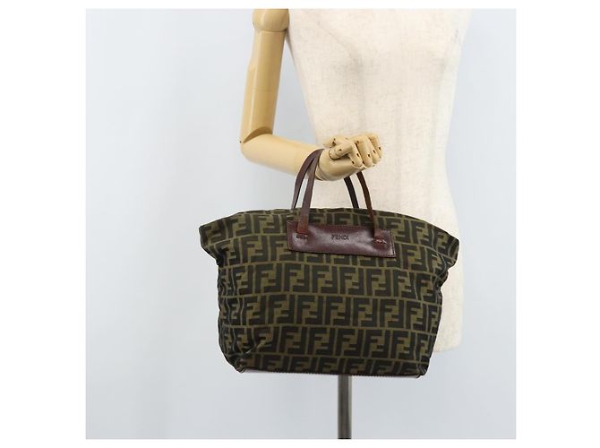 Borsa a mano in tela Zucca FENDI nera e marrone Auth bs34150 Nero - vista 21