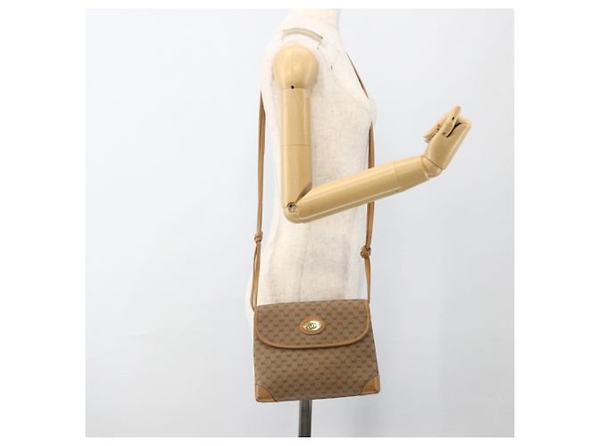 Gucci Borsa a Spalla Micro GG Supreme PVC Beige Oro 14 007 5548 Auth th6655 D'oro - vista 23