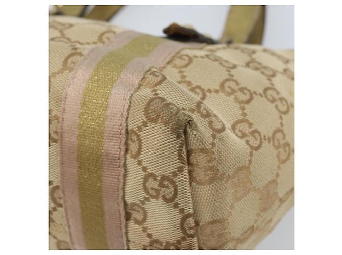 Bolso de Mano Gucci GG Canvas Sherry Line Beige Dorado 139261 Auth BA11705 - vista 10