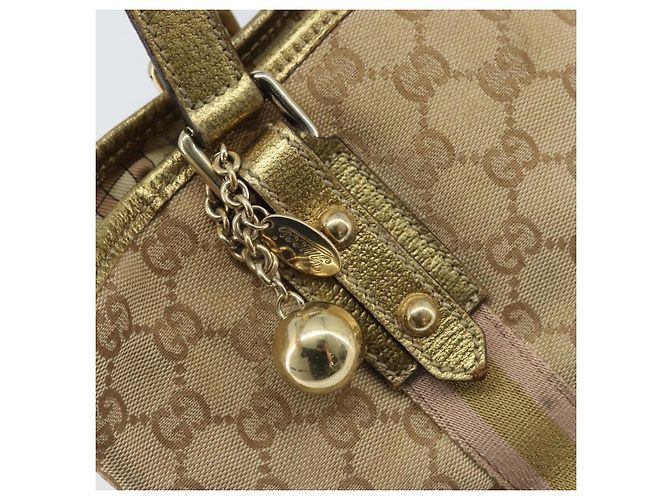 Bolso de Mano Gucci GG Canvas Sherry Line Beige Dorado 139261 Auth BA11705 - vista 14