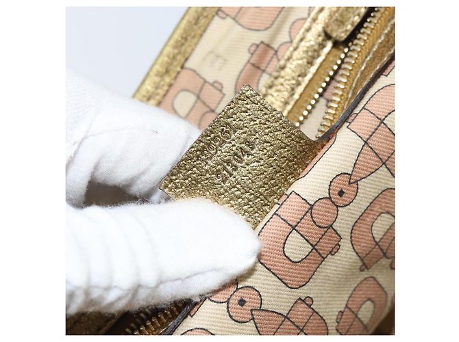 Bolso de Mano Gucci GG Canvas Sherry Line Beige Dorado 139261 Auth BA11705 - vista 21