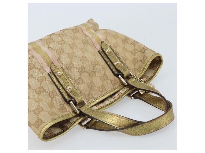 Bolso de Mano Gucci GG Canvas Sherry Line Beige Dorado 139261 Auth BA11705 - vista 6