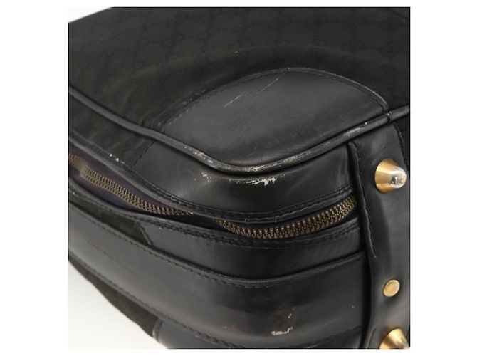 Borsa da viaggio GUCCI GG Canvas Web Sherry Line Nera Oro Auth ARZ288 Nero D'oro - vista 11