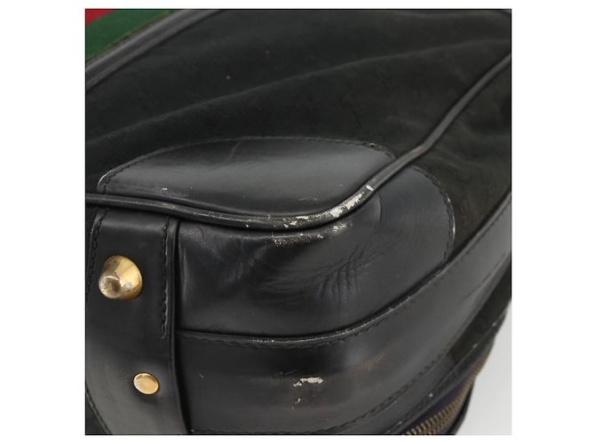 Borsa da viaggio GUCCI GG Canvas Web Sherry Line Nera Oro Auth ARZ288 Nero D'oro - vista 12