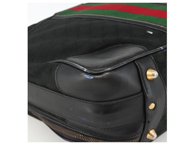 Borsa da viaggio GUCCI GG Canvas Web Sherry Line Nera Oro Auth ARZ288 Nero D'oro - vista 13