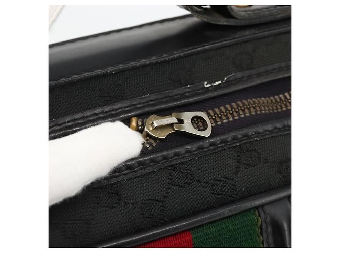 Borsa da viaggio GUCCI GG Canvas Web Sherry Line Nera Oro Auth ARZ288 Nero D'oro - vista 14