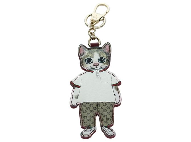 GUCCI GG Supreme Boris Yuko Higuchi Charm PVC Beige Auth LNZ613SM - vista 2