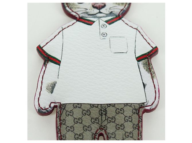 GUCCI GG Supreme Boris Yuko Higuchi Charm PVC Beige Auth LNZ613SM - vista 4