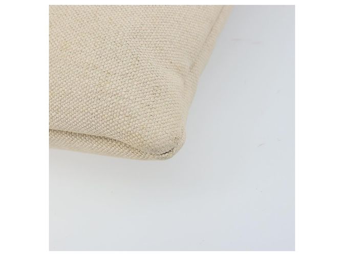 SAINT LAURENT Borsa Tote Kahala Canvas Beige Argento Auth LNZ702 - vista 10