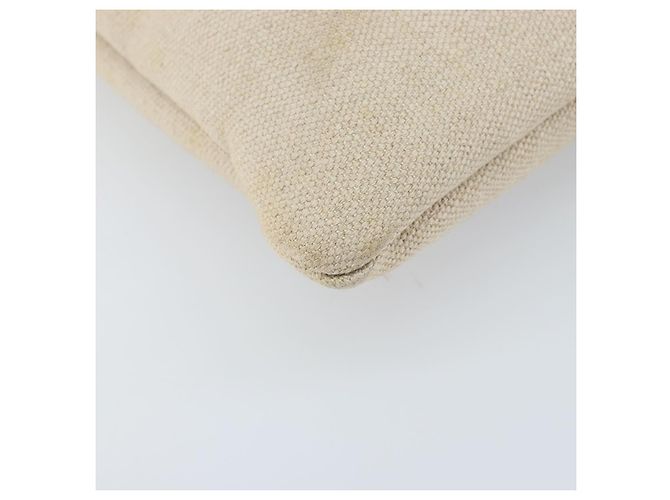 SAINT LAURENT Borsa Tote Kahala Canvas Beige Argento Auth LNZ702 - vista 11