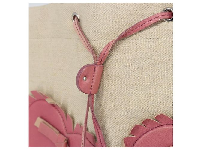 SAINT LAURENT Borsa Tote Kahala Canvas Beige Argento Auth LNZ702 - vista 14