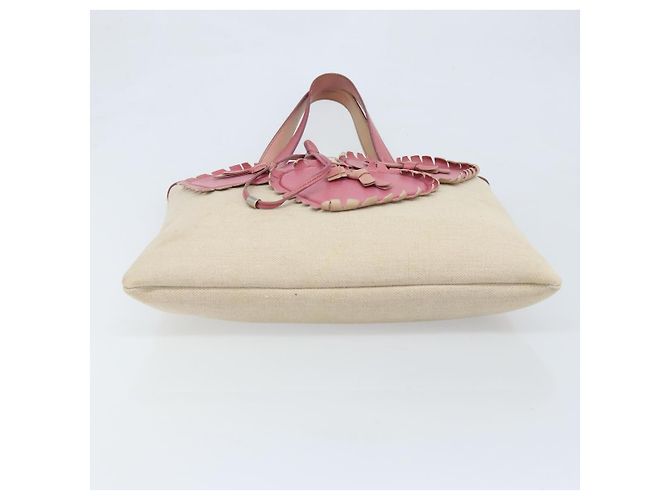 SAINT LAURENT Borsa Tote Kahala Canvas Beige Argento Auth LNZ702 - vista 9