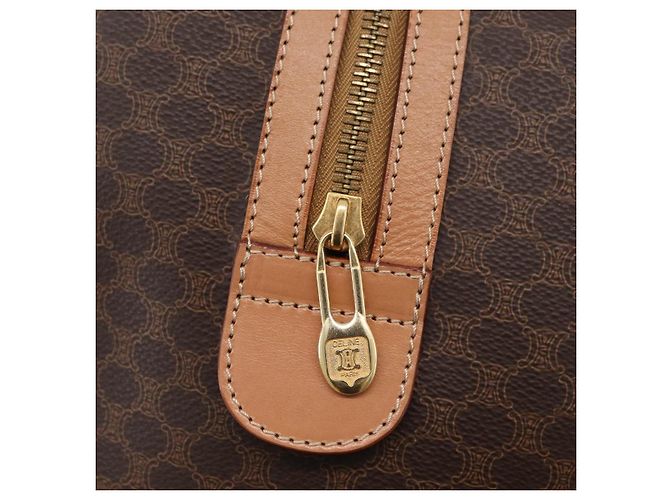 Céline Borsa a mano in tela Macadam CELINE in pelle PVC marrone oro Auth YKZ161A D'oro - vista 14