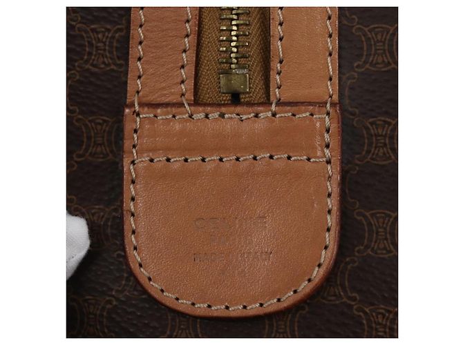 Céline Borsa a mano in tela Macadam CELINE in pelle PVC marrone oro Auth YKZ161A D'oro - vista 16