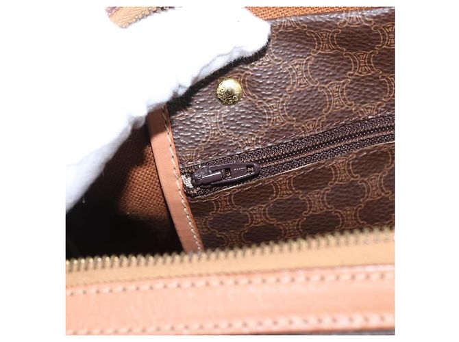 Céline Borsa a mano in tela Macadam CELINE in pelle PVC marrone oro Auth YKZ161A D'oro - vista 20