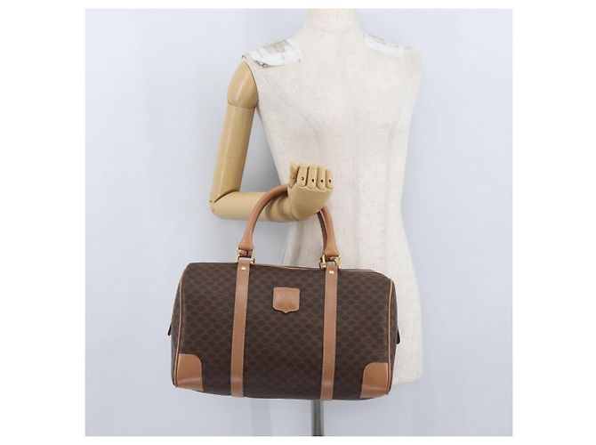 Céline Borsa a mano in tela Macadam CELINE in pelle PVC marrone oro Auth YKZ161A D'oro - vista 22