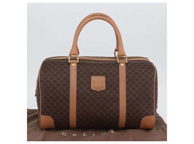 Céline Borsa a mano in tela Macadam CELINE in pelle PVC marrone oro Auth YKZ161A D'oro - vista 23