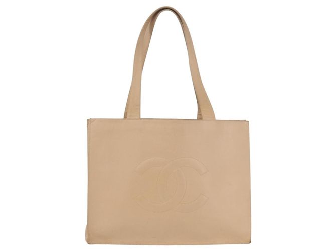 Borsa Tote CHANEL in Pelle Caviar Beige Oro CC Auth BA11375A D'oro - vista 2