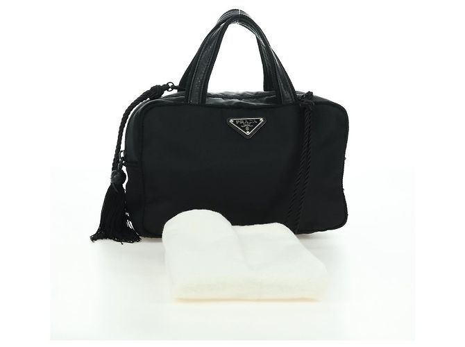 PRADA Borsa a Frange in Nylon 2 in 1 Nera BL0916 Auth am11097V Nero - vista 12