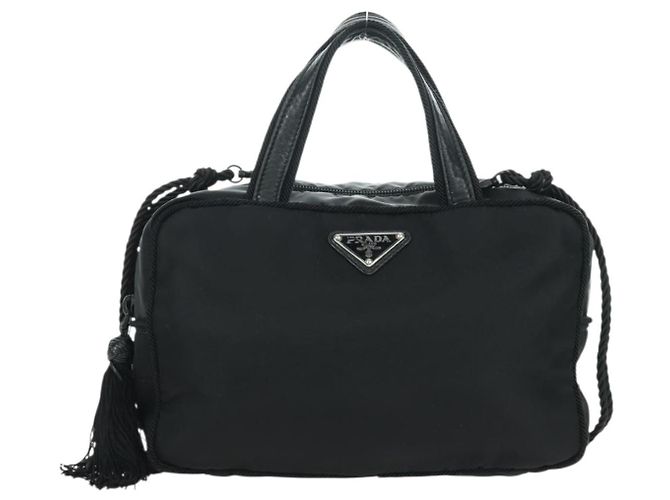 PRADA Borsa a Frange in Nylon 2 in 1 Nera BL0916 Auth am11097V Nero - vista 13