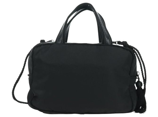 PRADA Borsa a Frange in Nylon 2 in 1 Nera BL0916 Auth am11097V Nero - vista 2