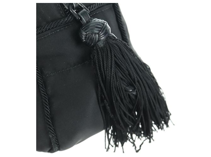 PRADA Borsa a Frange in Nylon 2 in 1 Nera BL0916 Auth am11097V Nero - vista 22