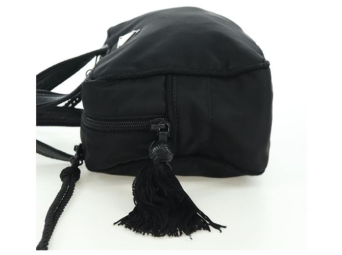 PRADA Borsa a Frange in Nylon 2 in 1 Nera BL0916 Auth am11097V Nero - vista 3