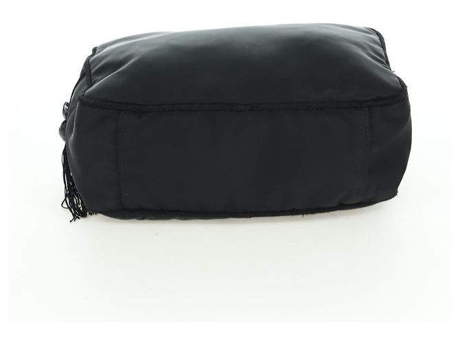 PRADA Borsa a Frange in Nylon 2 in 1 Nera BL0916 Auth am11097V Nero - vista 5