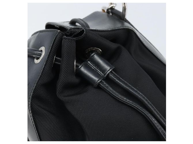 Borsa a mano in nylon nero e argento Gucci Bamboo 001 2855 1657 Auth gh1942 - vista 14