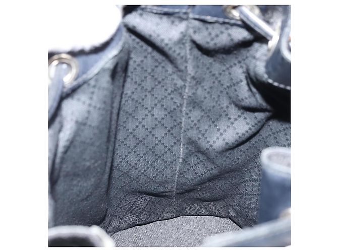 Borsa a mano in nylon nero e argento Gucci Bamboo 001 2855 1657 Auth gh1942 - vista 19
