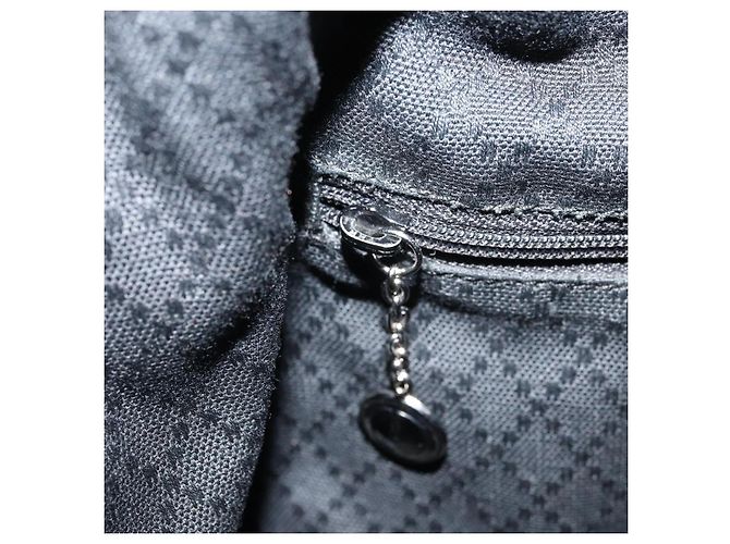 Borsa a mano in nylon nero e argento Gucci Bamboo 001 2855 1657 Auth gh1942 - vista 20