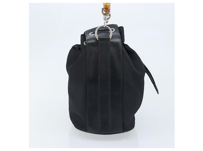 Borsa a mano in nylon nero e argento Gucci Bamboo 001 2855 1657 Auth gh1942 - vista 5
