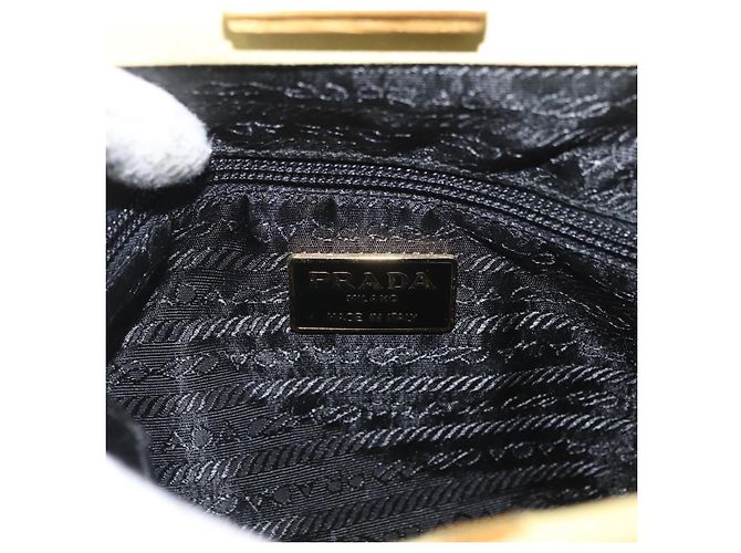 Borsa Tote PRADA Satin Giallo Oro Auth ARZ560 D'oro - vista 16